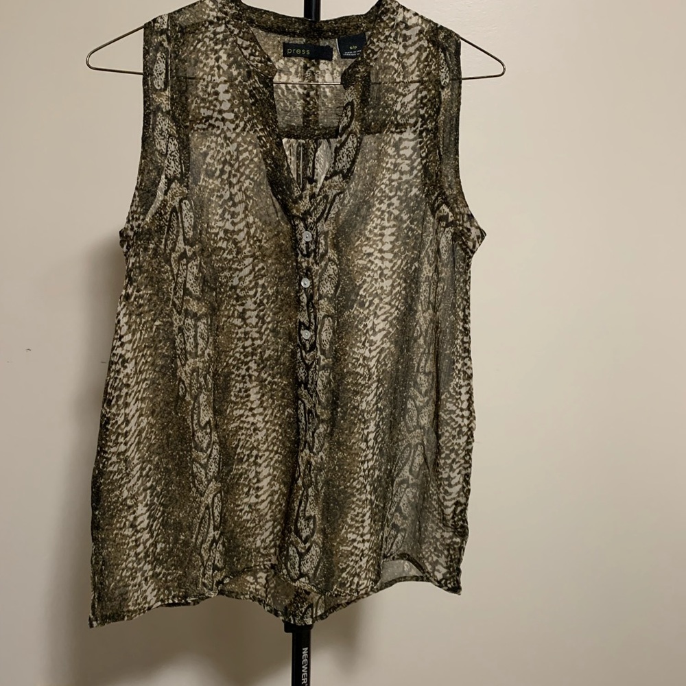 Press Snakeprint Button Up Blouse